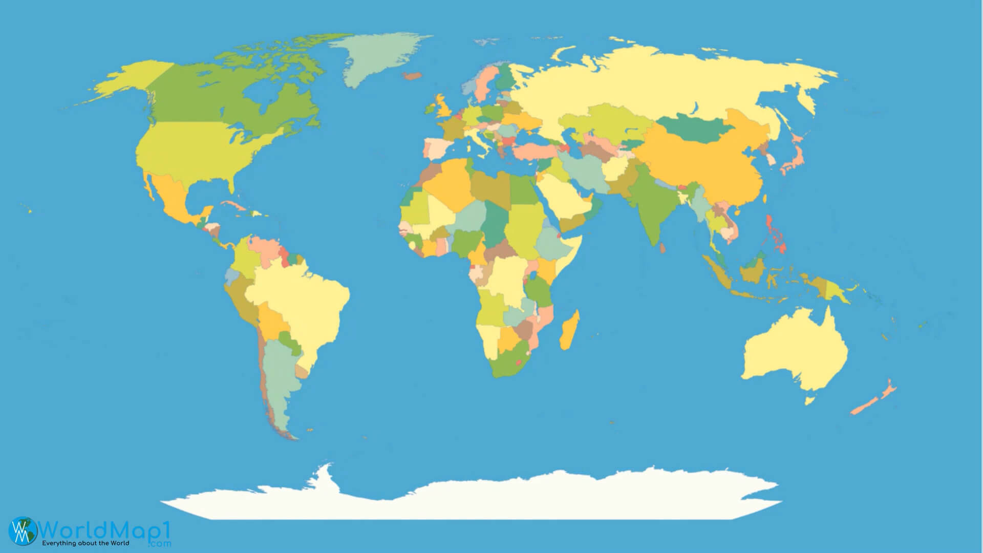 Antarctica and World Countries National Border Map